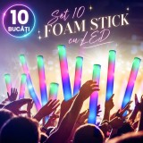 Cumpara ieftin Set 10 Baghete Foam stick cu LED - lungime 46 cm pentru petreceri - Verde