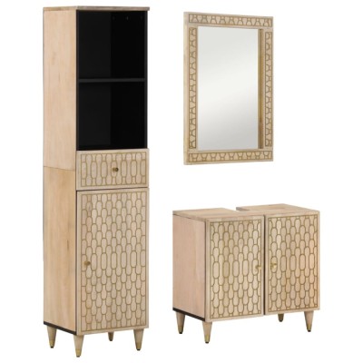 Set mobilier de baie, 3 piese, lemn masiv de mango foto