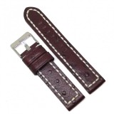 Curea Ceas Piele Naturala Maro Strut 22mm Time Veranda - Curea ceas piele, curea ceas 22mm, piele de strut