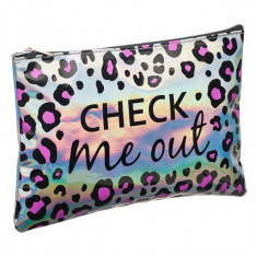 Portfard design leopard holografic Check me Out 22x15 cm foto