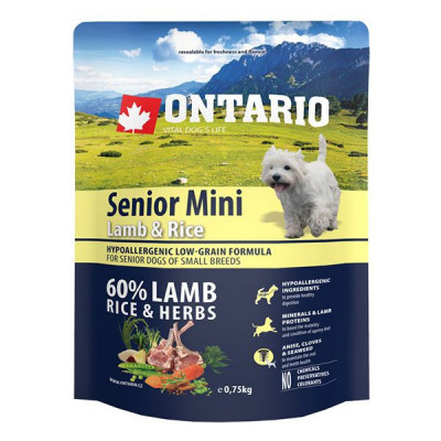 ONTARIO Senior Mini Lamb &amp;amp;amp; Rice 0,75kg foto