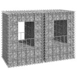 vidaXL St&acirc;lpi Coș Gabion 40x40x60cm, Fier, Argintiu, Set 2 Bucăți - Elemente Gard Stabil &amp; Durabil