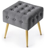 Taburet tapitat Quadra, velur, cu picioare metalice, 40x40x42 cm, gri Household NewTrend