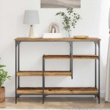 Masă consolă vidaXL lemn vechi 100x35x75 cm, raft depozitare, stil industrial, maro