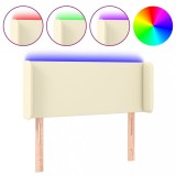 Cumpara ieftin Tablie de pat cu LED, crem, 83x16x78/88 cm, piele ecologica