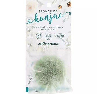 Burete natural Konjac cu argila verde si ceai verde, Aromandise foto