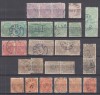 ROMANIA 1890/1891 LP 47 CAROL I CIFRA IN 4 COLTURI FARA FILIGRAN LOT CU STAMPILE SPECIALE FEROVIARE UTILIZATE POSTAL IN GARI, Stampilat