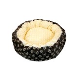 Cumpara ieftin Culcus moale cu perna, pentru caine/pisica, Model Minky, culoare galben, impermeabil, baza antiderapanta, 50 cm