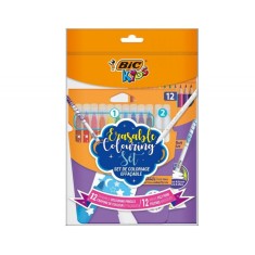 Set Coloriaj Creioane Colorate Evolution Illusion + Set Markere de Colorat Colour &amp; Erase, 12 culori/set, Bic