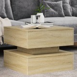 VidaXL Măsuță de cafea cu lumini LED, stejar sonoma, 50x50x40 cm