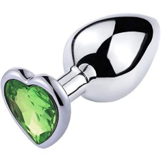 Dop Anal Hearty Buttplug, Small, Argintiu/Verde Deschis, Passion Labs