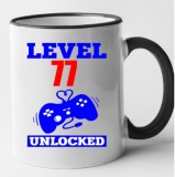 Cana maner negru personalizata Level 77 unlocked, INOVATIX&reg;. 330ml, Oem