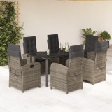 VidaXL Set mobilier de grădină cu perne, 7 piese, gri, poliratan