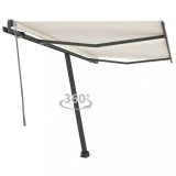 vidaXL Copertină automată cu senzor v&acirc;nt &amp; LED, crem, 350x250 cm
