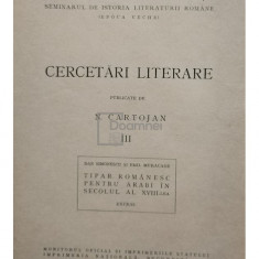 N. Cartojan - Cercetari literare, vol. 3 (editia 1939)