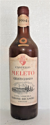 A 42 VIN CHIANTI CLASSICO, CASTELLO DI MELETO , CL 72 GR 12 RECOLTARE 1964 foto