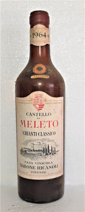 A 42 VIN CHIANTI CLASSICO, CASTELLO DI MELETO , CL 72 GR 12 RECOLTARE 1964