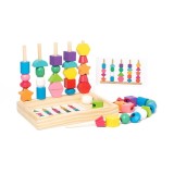 Jucarie Montessori de Sortat, Cyrax, din Lemn, Forme Geometrice,+3 Ani, 25 de Piese, 21.5 x 16 x 3 cm, Multicolor