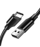 CABLU alimentare si date Ugreen, &quot;US287&quot;, Fast Charging Data Cable pt. smartphone, USB la USB Type-C 3A, nickel plating, PVC, 2m, negru &quot;60118&quot; (timbr
