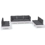Set mobilier gradina cu perne, 7 piese, lemn masiv de pin