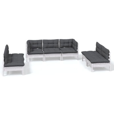 Set mobilier gradina cu perne, 7 piese, lemn masiv de pin foto