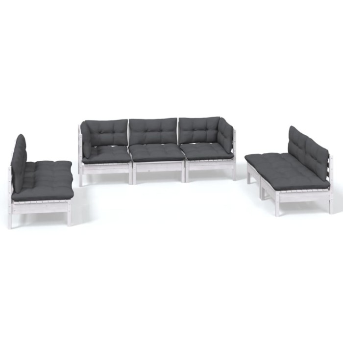 Set mobilier gradina cu perne, 7 piese, lemn masiv de pin