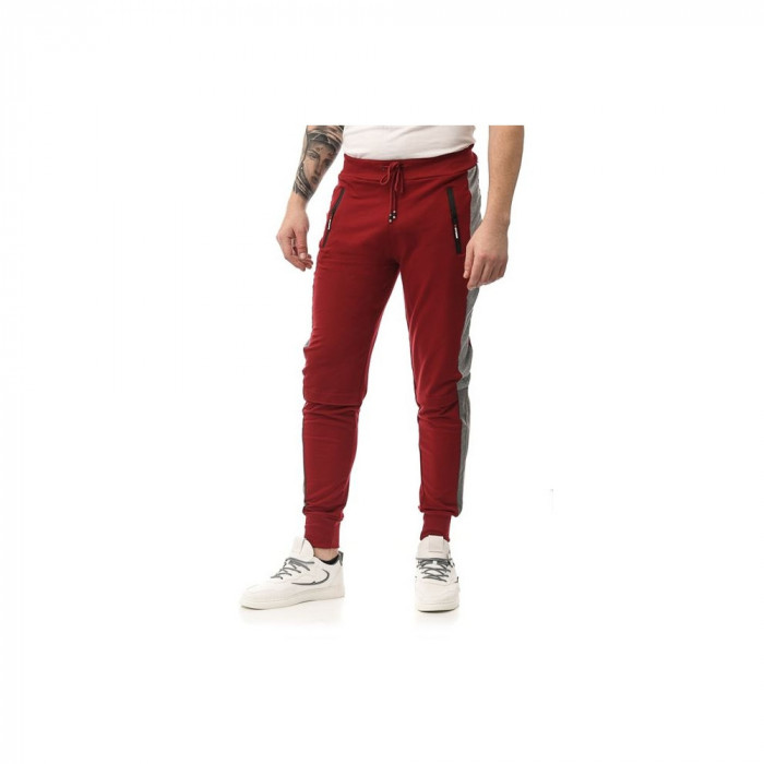 Pantaloni Sport De Barbati Apero Rosu Cu Gri