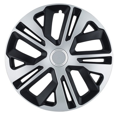 Set 4 Capace Roti 15 inch (R15) Raven Gri-Negru cu inel cromat foto