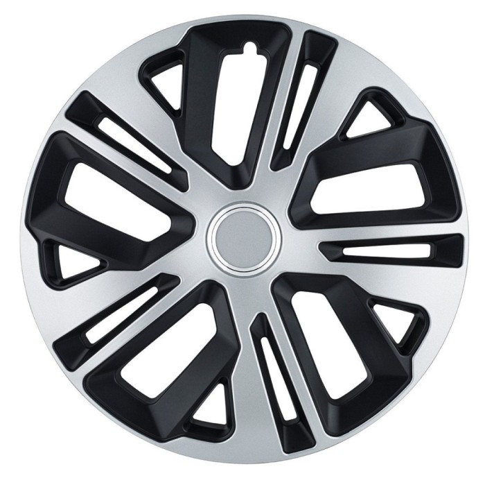 Set 4 Capace Roti 15 inch (R15) Raven Gri-Negru cu inel cromat