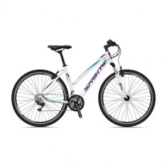 Bicicleta Sprint Sintero Lady, Roti 28inch, Cadru aluminiu, Frane V-Brake, 24 viteze (Alb)