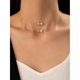 Cumpara ieftin Colier tip Choker Auriu cu Perle - 19334