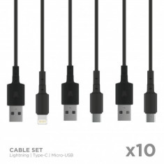 Cabluri si adaptoare vetter, lightning, micro usb and type-c, 3 x 10 pcs, with display box, black foto