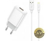 Incarcator Retea Cu Cablu Lightning Prestico F7S 12W 2.4A 1 x USB-A Alb