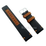 Cumpara ieftin Curea de ceas 20mm, 22mm, 24mm neagra insertii maro Matteo Ferari WZ1615