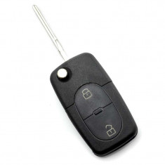 Audi - Carcasa cheie tip briceag, 2 butoane &amp;quot;rotunde&amp;quot;, cu baterie 1616 foto