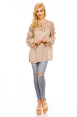 N554-822 Bluza cu croi larg si insertii brodate
