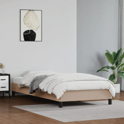 vidaXL Cadru de pat, cappuccino, 100x200 cm, piele ecologică foto
