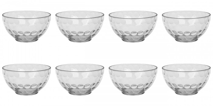Set boluri, 8 piese, 350 ml, Plastic, Transparent