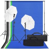 vidaXL Kit studio foto cu set de lumină și fundal 3094668
