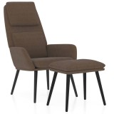 Cumpara ieftin Scaun de relaxare cu taburet, maro, textil