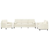 Cumpara ieftin Set de canapele cu perne, 3 piese, crem, catifea