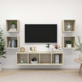 Set de dulapuri TV, 5 piese, stejar sonoma, lemn prelucrat