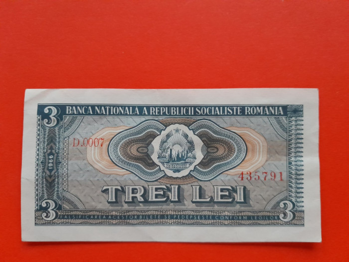 Bancnota 3 lei 1966 - VF++-&gt;aXF