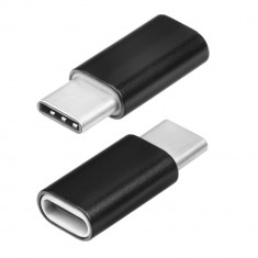 Adaptor incarcare &amp;amp; date OEM, MicroUSB (mama) - USB-C (tata), Negru foto