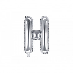Balon folie metalizata litera H, argintiu, 35cm foto