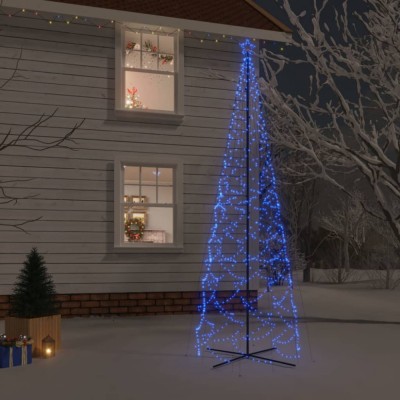 Gossi brad de craciun conic, 1400 led-uri, albastru, 160x500 cm foto