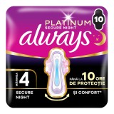 Absorbante Platinum Secure Night, marimea 4, 10 bucati, Always
