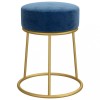 Taburet rotund, albastru, catifea, DKD Home Decor