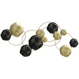 HOMCOM Decorațiune de perete din metal &icirc;n formă de frunză de lotus, design unic cu discuri multiple, 84 x 35 cm, auriu și negru | Aosom Romania