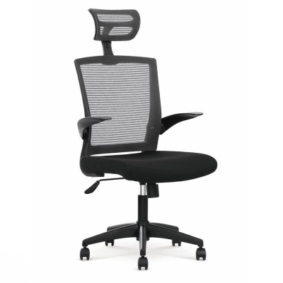 Scaun birou cu mesh HM Valor, mecanism de balans, ergonomic, inaltime ajustabila, respirabil, cadru polipropilena, rotire 360 , negru gri foto